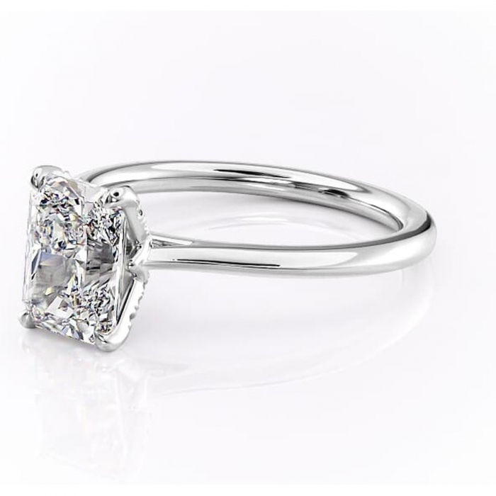 Inel de logodnă Luma din aur Alb 14kt cu moissanite tăietură radiantă – Solitar rafinată pentru profil înalt | Personalizează și configurează gratuit online [7]