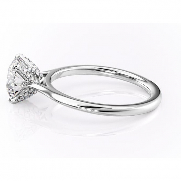 Inel de logodnă Luma din aur Alb 14kt cu moissanite tăietură rotundă – Solitar rafinată pentru profil înalt | Personalizează și configurează gratuit online [6]