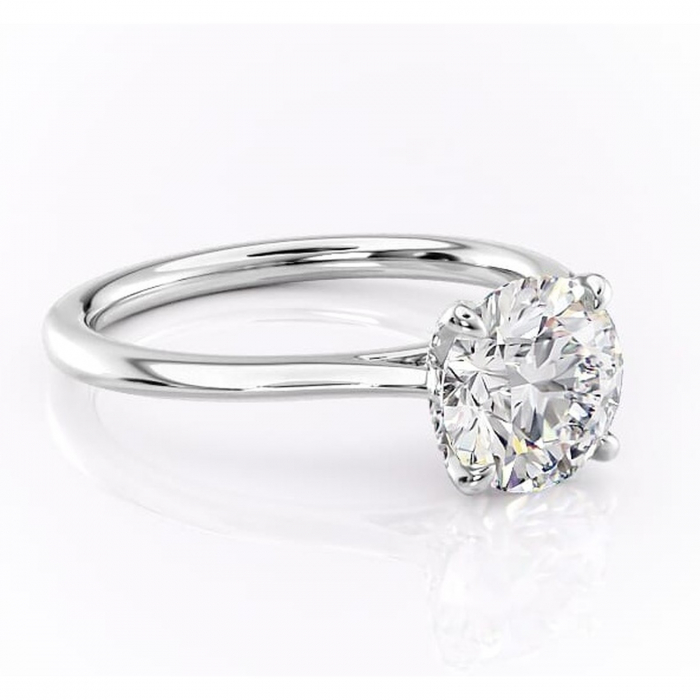 Inel de logodnă Luma din aur Alb 14kt cu moissanite tăietură rotundă – Solitar rafinată pentru profil înalt | Personalizează și configurează gratuit online [1]