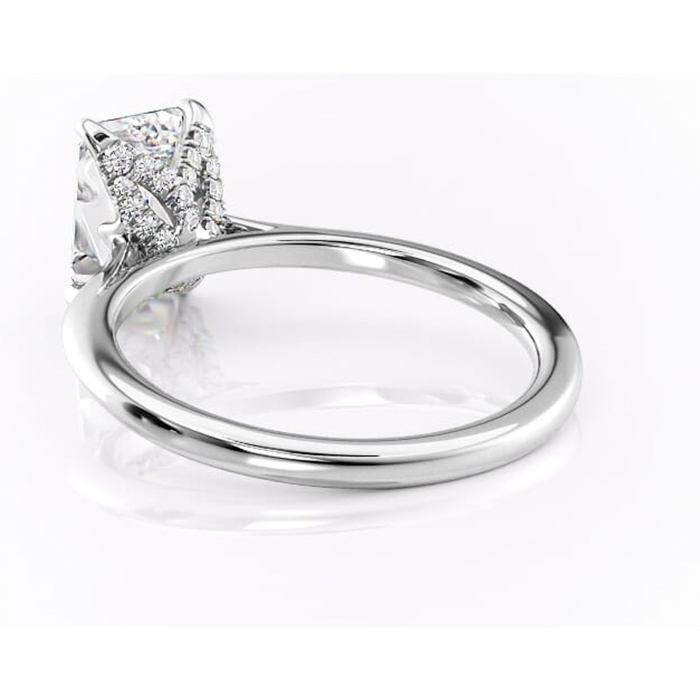 Inel de logodnă Luma din aur Alb 14kt cu moissanite tăietură smarald – Solitar rafinată pentru profil înalt | Personalizează și configurează gratuit online [4]