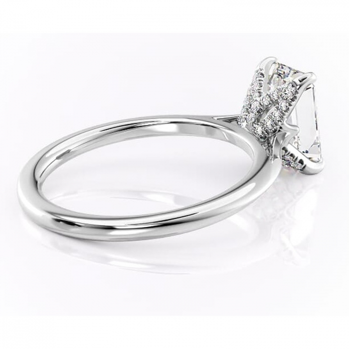 Inel de logodnă Luma din aur Alb 14kt cu moissanite tăietură smarald – Solitar rafinată pentru profil înalt | Personalizează și configurează gratuit online [3]