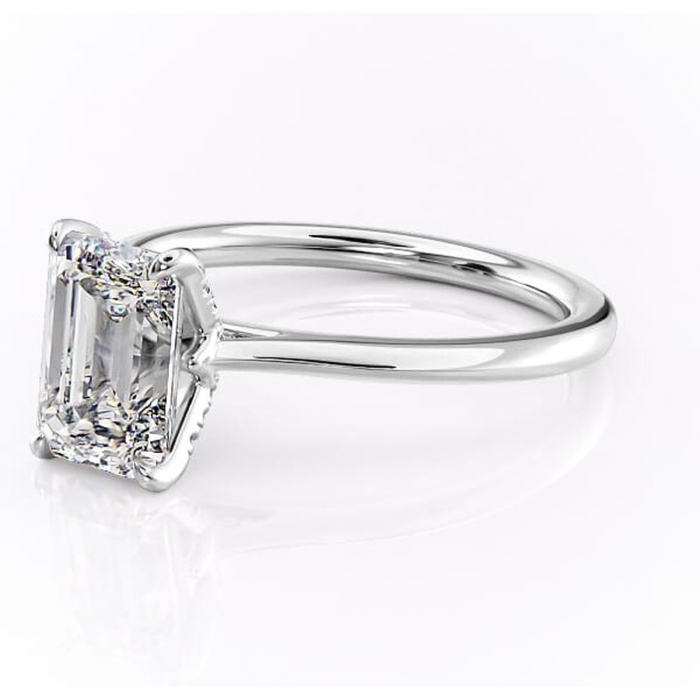 Inel de logodnă Luma din aur Alb 14kt cu moissanite tăietură smarald – Solitar rafinată pentru profil înalt | Personalizează și configurează gratuit online [7]