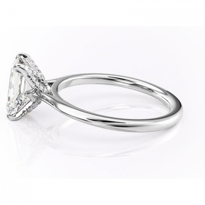 Inel de logodnă Luma din aur Alb 14kt cu moissanite tăietură smarald – Solitar rafinată pentru profil înalt | Personalizează și configurează gratuit online [6]