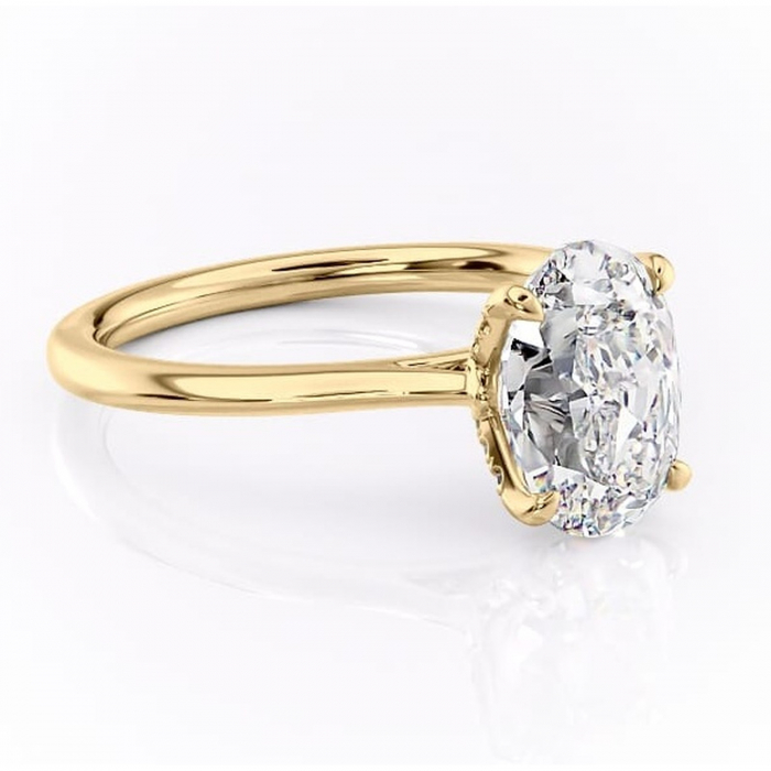 Inel de logodnă Luma din aur Galben 18kt cu moissanite tăietură ovală – Solitar rafinată pentru profil înalt | Personalizează și configurează gratuit online [1]