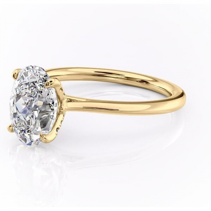 Inel de logodnă Luma din aur Galben 18kt cu moissanite tăietură ovală – Solitar rafinată pentru profil înalt | Personalizează și configurează gratuit online [7]