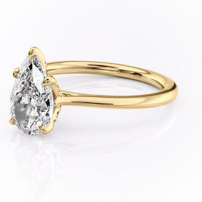 Inel de logodnă Luma din aur Galben 18kt cu moissanite tăietură pară – Solitar rafinată pentru profil înalt | Personalizează și configurează gratuit online [7]