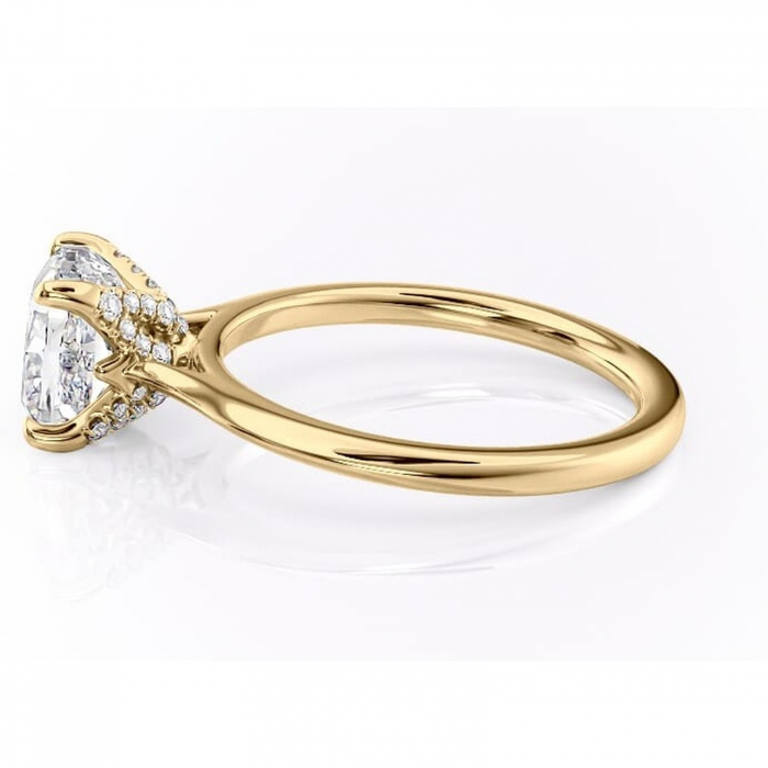 Inel de logodnă Luma din aur Galben 14kt cu moissanite tăietură pernă – Solitar rafinată pentru profil înalt | Personalizează și configurează gratuit online [6]