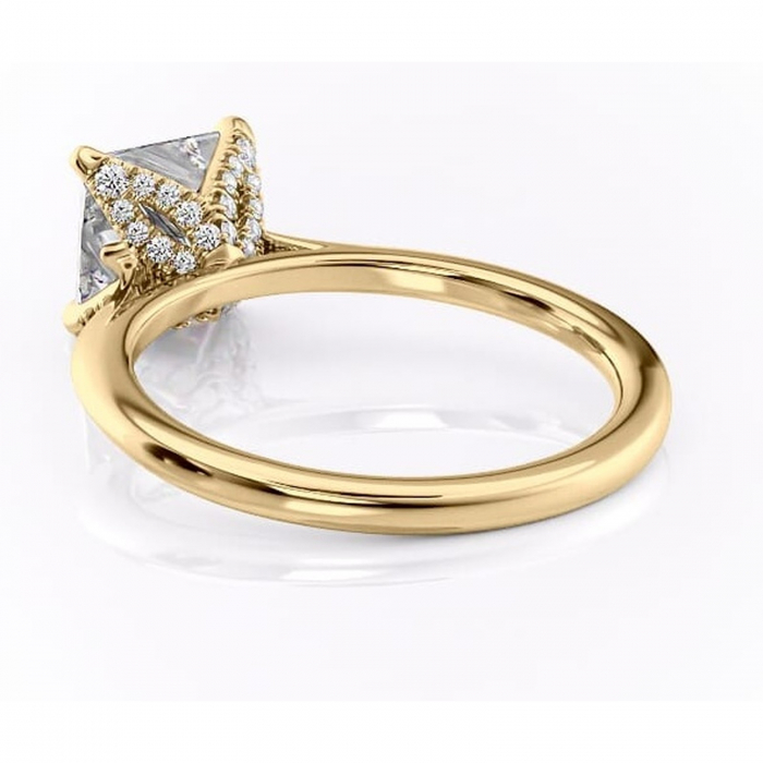 Inel de logodnă Luma din aur Galben 14kt cu moissanite tăietură princess – Solitar rafinată pentru profil înalt | Personalizează și configurează gratuit online [4]