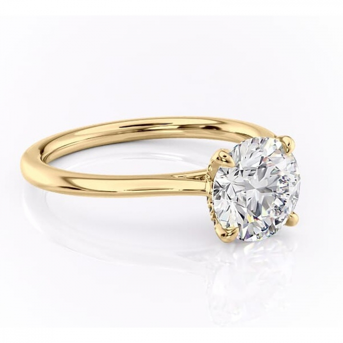 Inel de logodnă Luma din aur Galben 14kt cu moissanite tăietură rotundă – Solitar rafinată pentru profil înalt | Personalizează și configurează gratuit online [1]