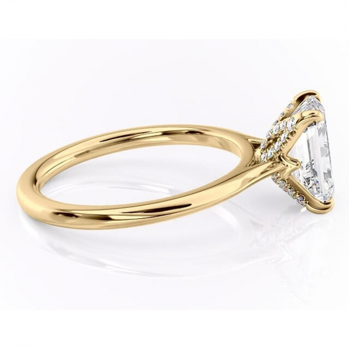 Inel de logodnă Luma din aur Galben 14kt cu moissanite tăietură smarald – Solitar rafinată pentru profil înalt | Personalizează și configurează gratuit online [2]