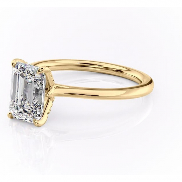 Inel de logodnă Luma din aur Galben 14kt cu moissanite tăietură smarald – Solitar rafinată pentru profil înalt | Personalizează și configurează gratuit online [7]