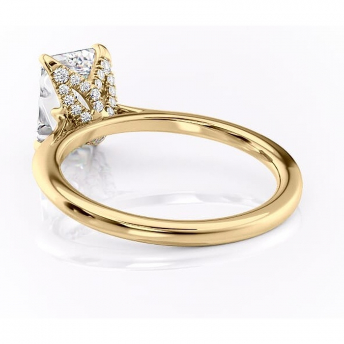 Inel de logodnă Luma din aur Galben 14kt cu moissanite tăietură smarald – Solitar rafinată pentru profil înalt | Personalizează și configurează gratuit online [4]