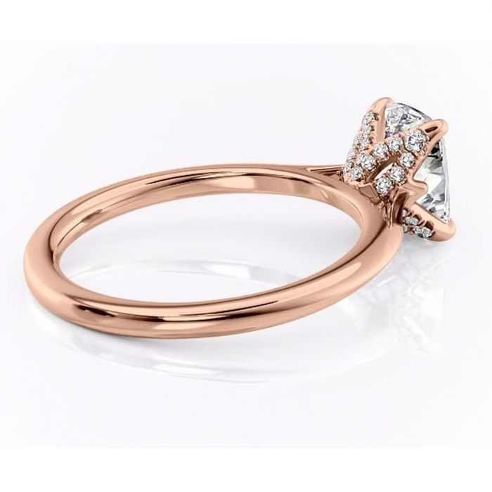 Inel de logodnă Luma din aur Rose 14kt cu moissanite tăietură pernă – Solitar rafinată pentru profil înalt | Personalizează și configurează gratuit online [3]