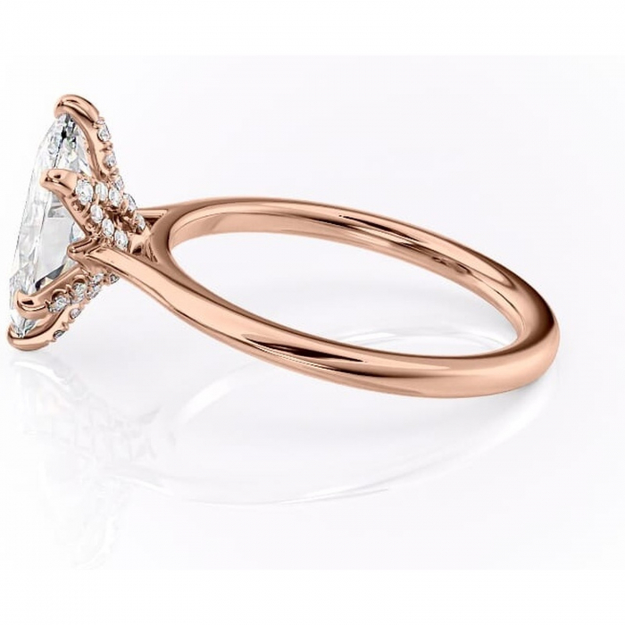 Inel de logodnă Luma din aur Rose 14kt cu moissanite tăietură marquise – Solitar rafinată pentru profil înalt | Personalizează și configurează gratuit online [6]