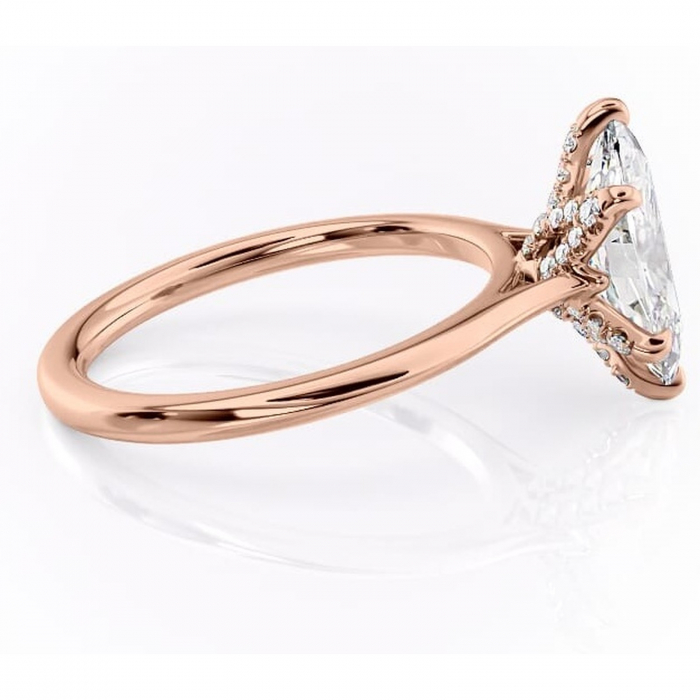 Inel de logodnă Luma din aur Rose 14kt cu moissanite tăietură marquise – Solitar rafinată pentru profil înalt | Personalizează și configurează gratuit online [2]