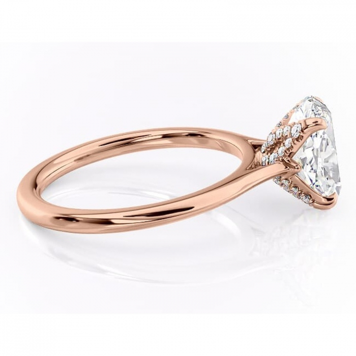 Inel de logodnă Luma din aur Rose 14kt cu moissanite tăietură ovală – Solitar rafinată pentru profil înalt | Personalizează și configurează gratuit online [2]
