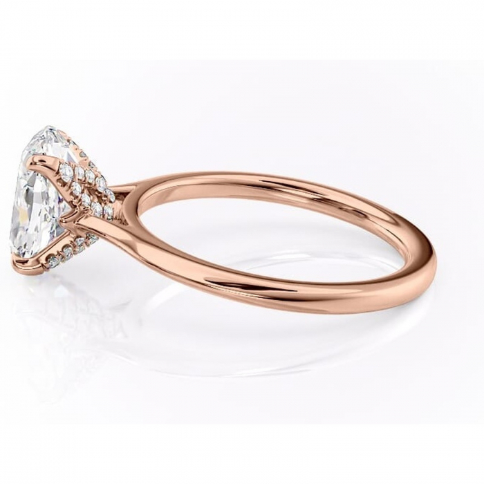 Inel de logodnă Luma din aur Rose 14kt cu moissanite tăietură ovală – Solitar rafinată pentru profil înalt | Personalizează și configurează gratuit online [6]
