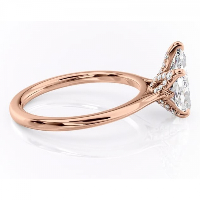 Inel de logodnă Luma din aur Rose 14kt cu moissanite tăietură pară – Solitar rafinată pentru profil înalt | Personalizează și configurează gratuit online [2]