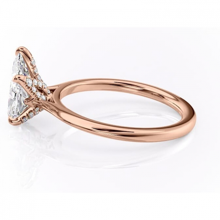 Inel de logodnă Luma din aur Rose 14kt cu moissanite tăietură pară – Solitar rafinată pentru profil înalt | Personalizează și configurează gratuit online [6]