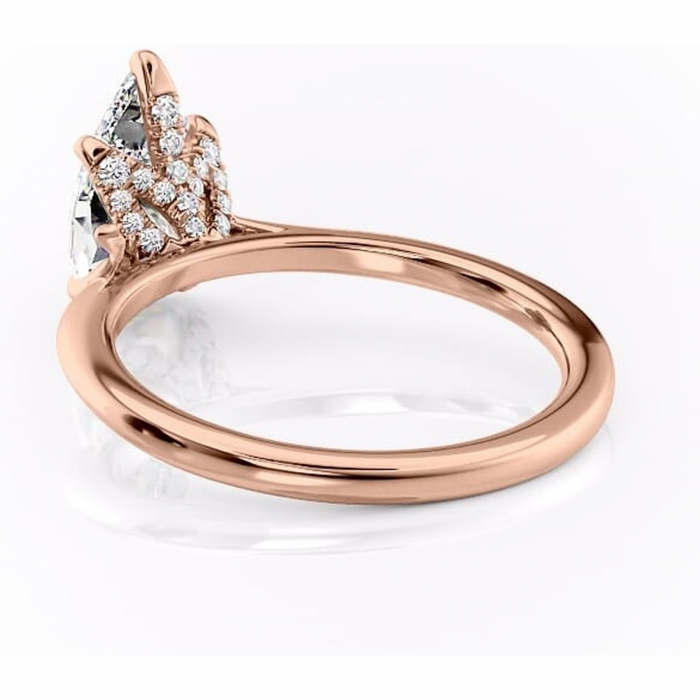 Inel de logodnă Luma din aur Rose 14kt cu moissanite tăietură pară – Solitar rafinată pentru profil înalt | Personalizează și configurează gratuit online [4]