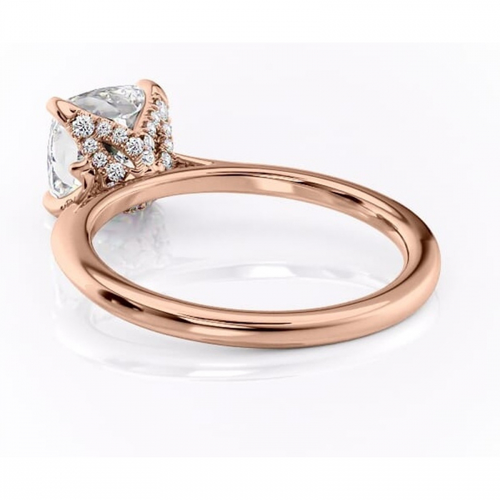 Inel de logodnă Luma din aur Rose 14kt cu moissanite tăietură pernă – Solitar rafinată pentru profil înalt | Personalizează și configurează gratuit online [4]