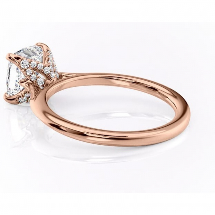 Inel de logodnă Luma din aur Rose 14kt cu moissanite tăietură pernă – Solitar rafinată pentru profil înalt | Personalizează și configurează gratuit online [5]