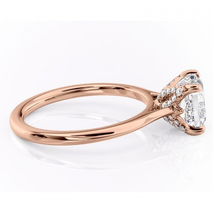 Inel de logodnă Luma din aur Rose 14kt cu moissanite tăietură pernă – Solitar rafinată pentru profil înalt | Personalizează și configurează gratuit online [2]