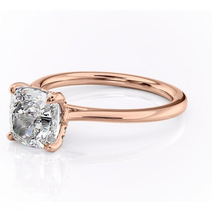 Inel de logodnă Luma din aur Rose 14kt cu moissanite tăietură pernă – Solitar rafinată pentru profil înalt | Personalizează și configurează gratuit online [7]