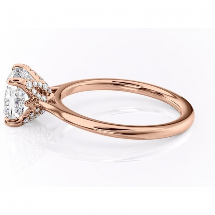 Inel de logodnă Luma din aur Rose 14kt cu moissanite tăietură pernă – Solitar rafinată pentru profil înalt | Personalizează și configurează gratuit online [6]