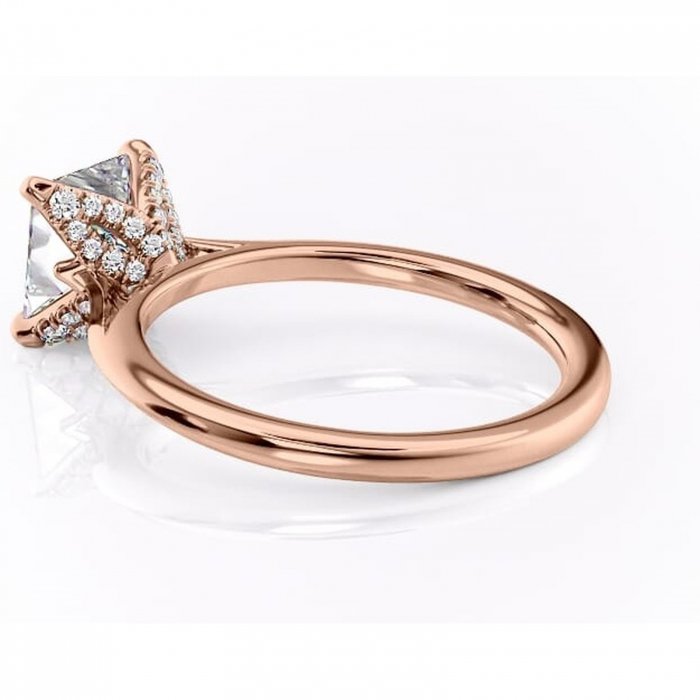 Inel de logodnă Luma din aur Rose 18kt cu moissanite tăietură princess – Solitar rafinată pentru profil înalt | Personalizează și configurează gratuit online [5]