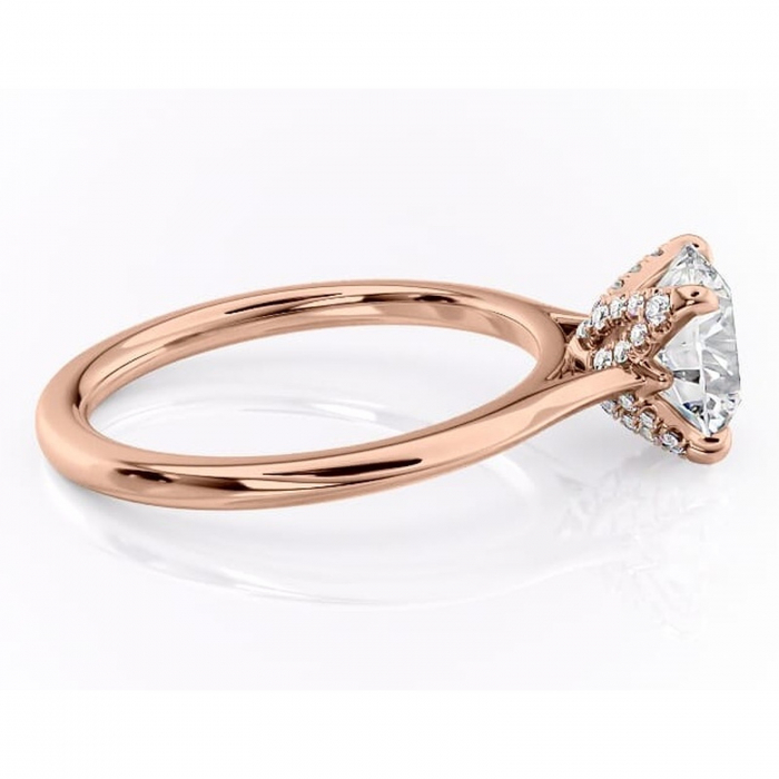 Inel de logodnă Luma din aur Rose 14kt cu moissanite tăietură rotundă – Solitar rafinată pentru profil înalt | Personalizează și configurează gratuit online [2]