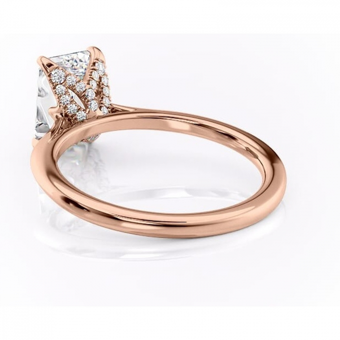 Inel de logodnă Luma din aur Rose 18kt cu moissanite tăietură smarald – Solitar rafinată pentru profil înalt | Personalizează și configurează gratuit online [4]