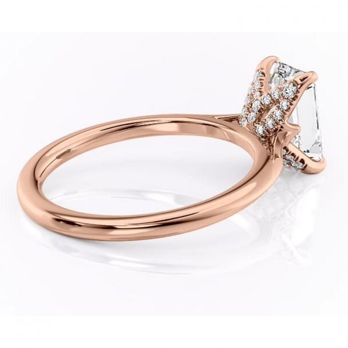 Inel de logodnă Luma din aur Rose 18kt cu moissanite tăietură smarald – Solitar rafinată pentru profil înalt | Personalizează și configurează gratuit online [3]