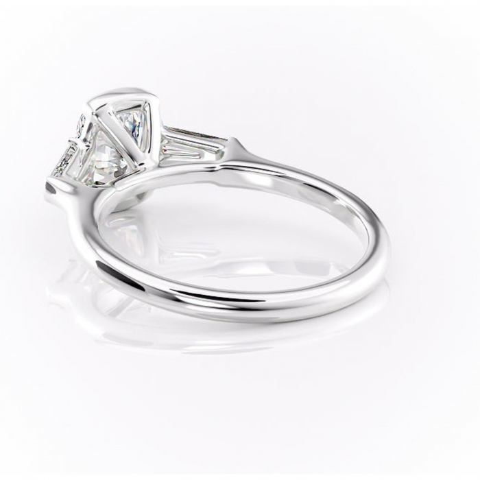Inel de logodnă Lunaria din aur Alb 14kt cu moissanite tăietură pernă – Solitar rafinată pentru profil înalt | Personalizează și configurează gratuit online [4]