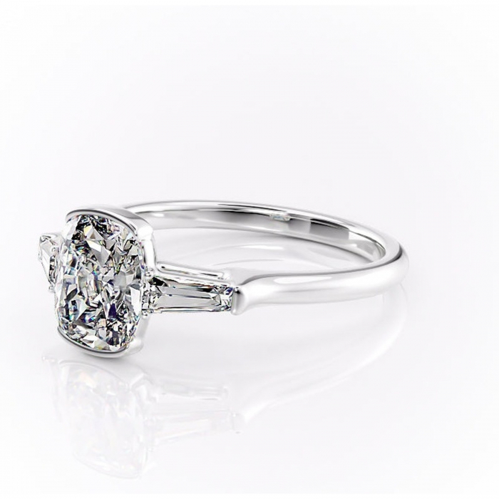 Inel de logodnă Lunaria din aur Alb 14kt cu moissanite tăietură pernă – Solitar rafinată pentru profil înalt | Personalizează și configurează gratuit online [7]