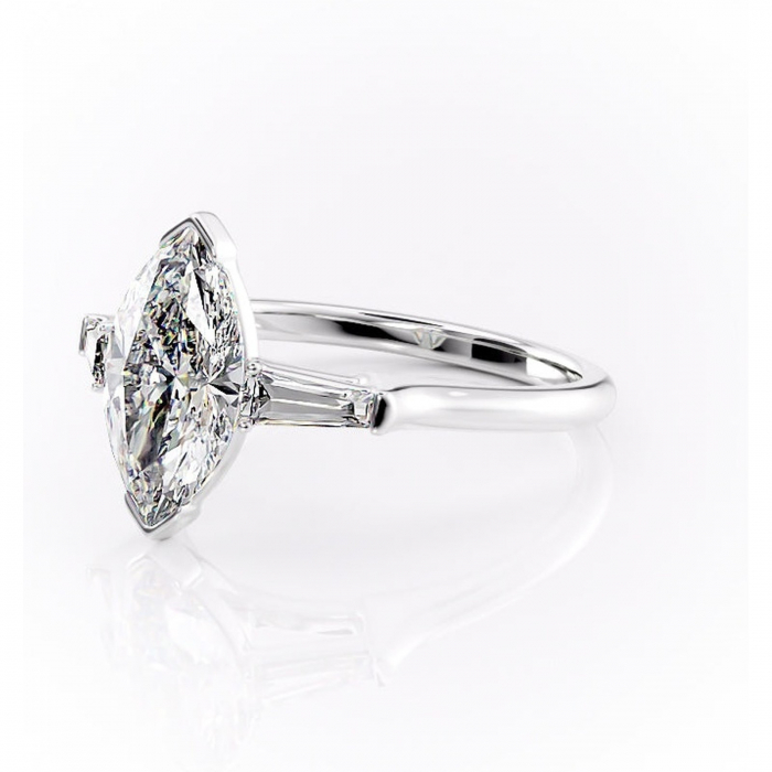 Inel de logodnă Lunaria din aur Alb 14kt cu moissanite tăietură marquise – Solitar rafinată pentru profil înalt | Personalizează și configurează gratuit online [7]