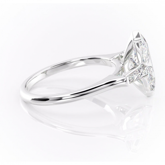Inel de logodnă Lunaria din aur Alb 14kt cu moissanite tăietură marquise – Solitar rafinată pentru profil înalt | Personalizează și configurează gratuit online [2]