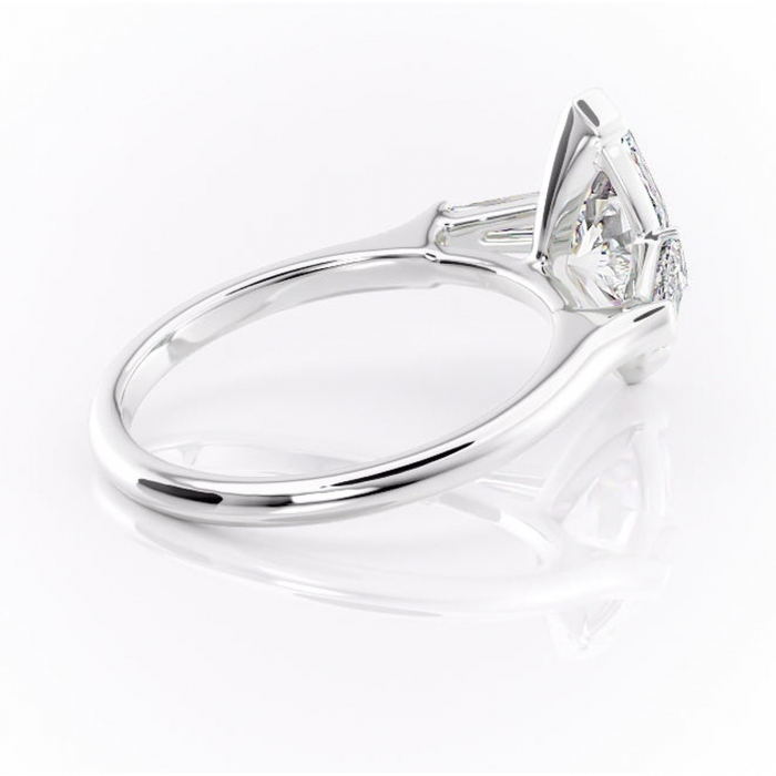 Inel de logodnă Lunaria din aur Alb 14kt cu moissanite tăietură marquise – Solitar rafinată pentru profil înalt | Personalizează și configurează gratuit online [3]