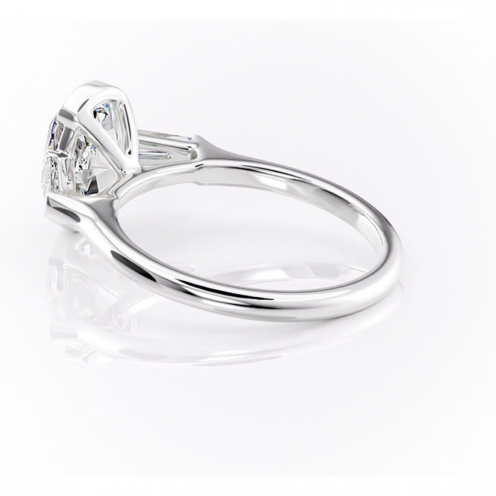 Inel de logodnă Lunaria din aur Alb 14kt cu moissanite tăietură ovală – Solitar rafinată pentru profil înalt | Personalizează și configurează gratuit online [5]