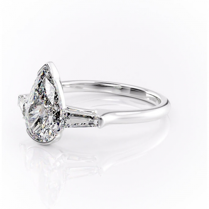 Inel de logodnă Lunaria din aur Alb 14kt cu moissanite tăietură pară – Solitar rafinată pentru profil înalt | Personalizează și configurează gratuit online [7]