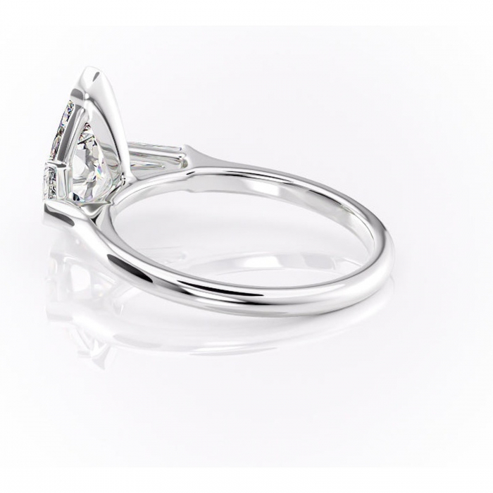 Inel de logodnă Lunaria din aur Alb 14kt cu moissanite tăietură pară – Solitar rafinată pentru profil înalt | Personalizează și configurează gratuit online [5]