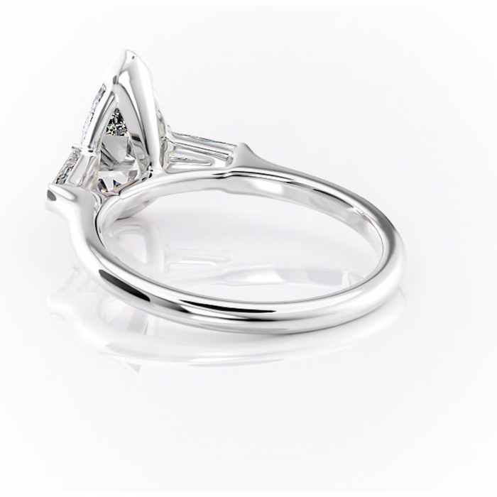 Inel de logodnă Lunaria din aur Alb 14kt cu moissanite tăietură pară – Solitar rafinată pentru profil înalt | Personalizează și configurează gratuit online [4]