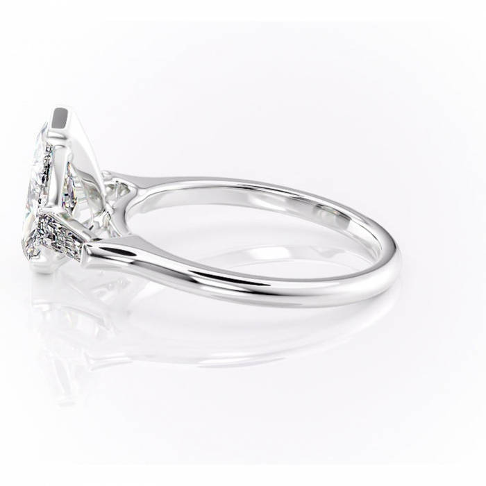Inel de logodnă Lunaria din aur Alb 14kt cu moissanite tăietură pară – Solitar rafinată pentru profil înalt | Personalizează și configurează gratuit online [6]