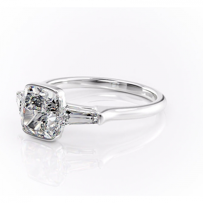 Inel de logodnă Lunaria din aur Alb 14kt cu moissanite tăietură pernă – Solitar rafinată pentru profil înalt | Personalizează și configurează gratuit online [7]