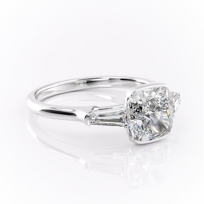 Inel de logodnă Lunaria din aur Alb 14kt cu moissanite tăietură pernă – Solitar rafinată pentru profil înalt | Personalizează și configurează gratuit online [1]