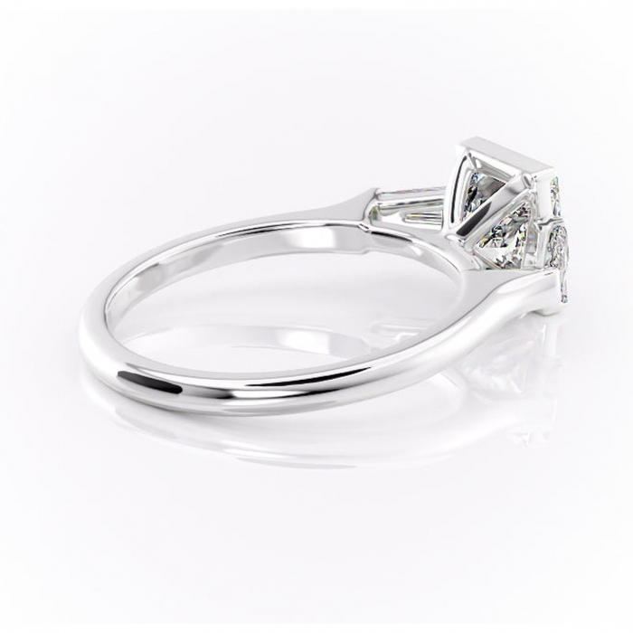 Inel de logodnă Lunaria din aur Alb 14kt cu moissanite tăietură princess – Solitar rafinată pentru profil înalt | Personalizează și configurează gratuit online [3]