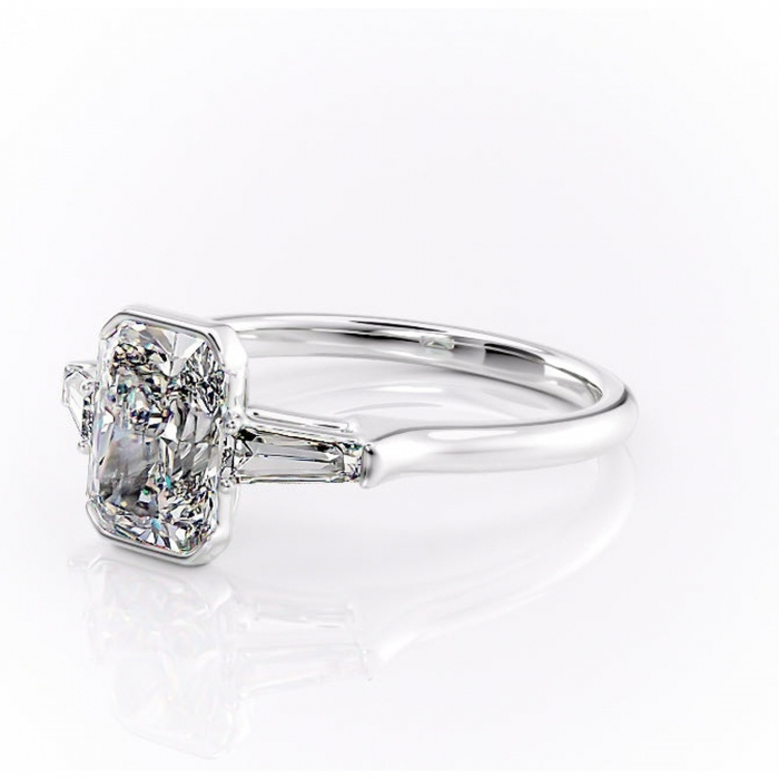 Inel de logodnă Lunaria din aur Alb 14kt cu moissanite tăietură radiantă – Solitar rafinată pentru profil înalt | Personalizează și configurează gratuit online [7]