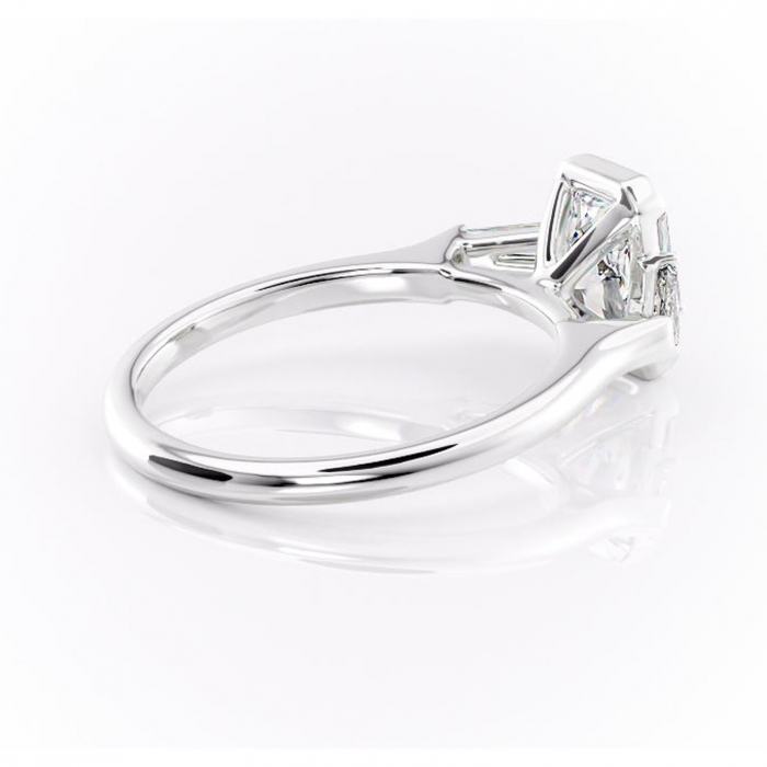 Inel de logodnă Lunaria din aur Alb 14kt cu moissanite tăietură radiantă – Solitar rafinată pentru profil înalt | Personalizează și configurează gratuit online [3]