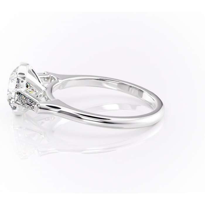 Inel de logodnă Lunaria din aur Alb 14kt cu moissanite tăietură rotundă – Solitar rafinată pentru profil înalt | Personalizează și configurează gratuit online [6]