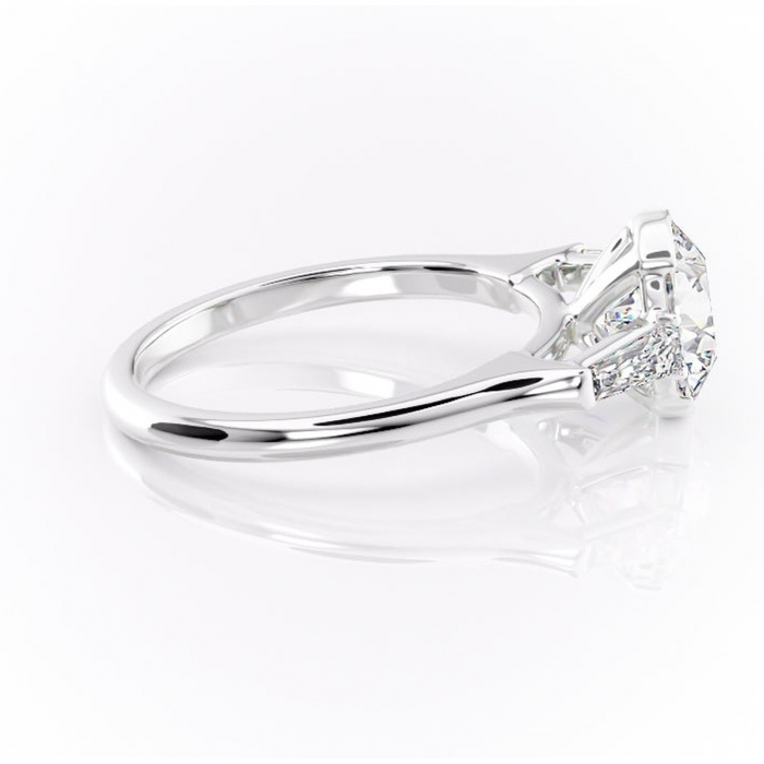 Inel de logodnă Lunaria din aur Alb 14kt cu moissanite tăietură rotundă – Solitar rafinată pentru profil înalt | Personalizează și configurează gratuit online [2]